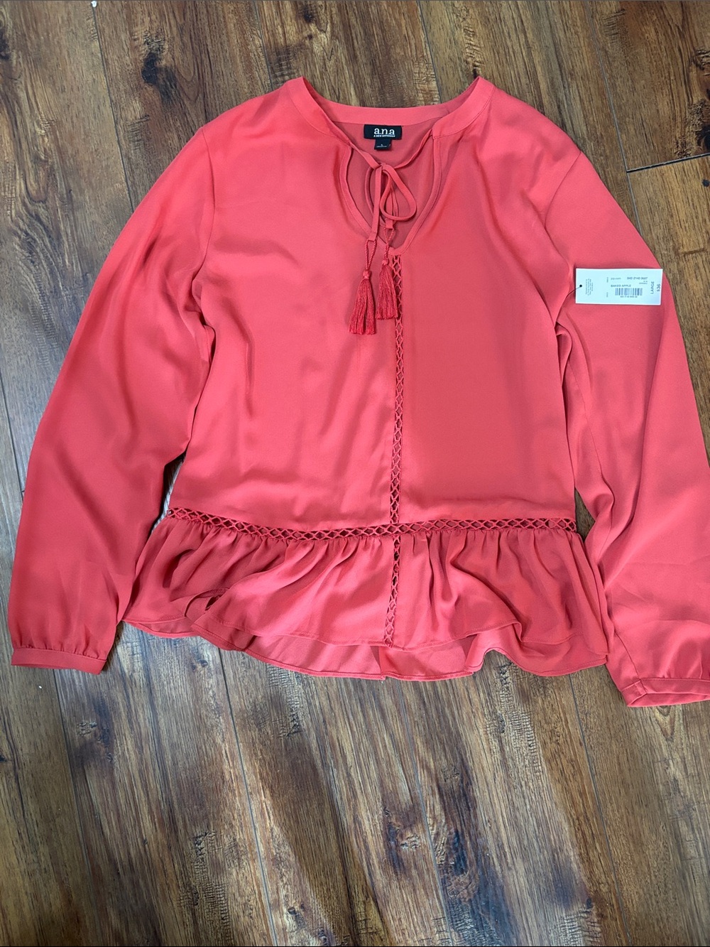 a.n.a Coral Tie-Front Peplum Blouse